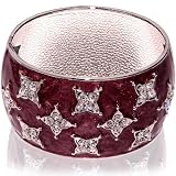 Cuff Bangle Hinged Bracelet-Maroon with clear CZ stones accent