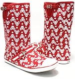 Hi Top RED Sneaker Boots White Skulls Punk Women