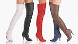 Legend-8868, 4 Pull-On Thigh-High Leather Boots with Elasticated Gusset in 5 Colors and Sizes 6-16, by Pleaser USA