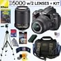Nikon D5000 12.3 MP DX Digital SLR Camera with 18-55mm f/3.5-5.6G AF-S DX "VR" and 55-200mm f/4-5.6G ED IF AF-S DX "VR" Zoom-Nikkor Lens + 8GB Deluxe Accessory Kit