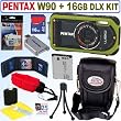 Pentax Optio W90 12.1 MP Waterproof Digital Camera (Pistachio Green) + 16GB Deluxe Accessory Kit