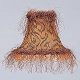 Shades - Chandelier Clip On Lamp Shade - Tan/Brown Suede with Corn Silk Fringe - B5509