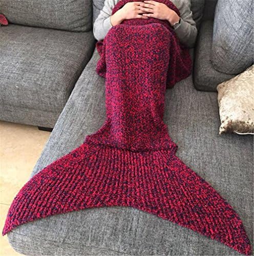Crochet Mermaid Tail Blanket Snuggle Mermaid Adult/Teen Soft Sofa Quilting Snuggie Blanket 2 Size in Blue/Purple/Red/Fuschia/Green