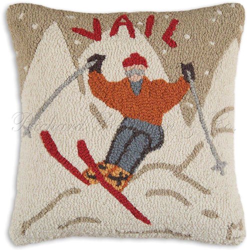Vail Ski Lodge Decorative Winter Seasonal Throw Pillow. Free Shipping!