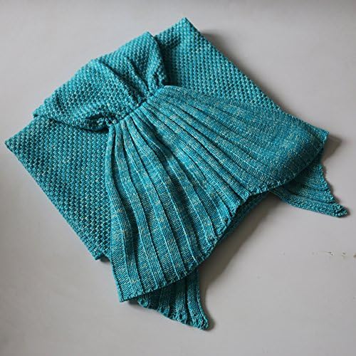 4Chiclife Mermaid Tail Blanket Crochet and Mermaid Blanket for adult,Soft Sleeping Bags Blue One Size