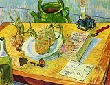 Oil Painting: Still Life: Drawing Board, Pipe, Onions and Sealing Wax: