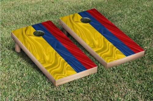 Colombia Rippled Flag Cornhole Game Set Wood Sides