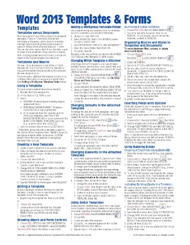 Microsoft Word 2013 Templates & Forms Quick Reference Guide (Cheat Sheet of Instructions, Tips & Shortcuts - Laminated Card)