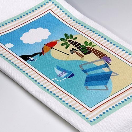 Personalized hand-printed Beach-themed Kitchen Tea/Dish Towel ~ Add color to your kitchen with this whimsical 100% cotton towel