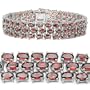 35.35 Carat Genuine Garnet Oval 3-Line Silver Bracelet