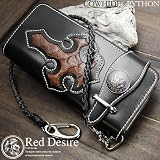 『Red Desire』本革×パイソン50￠コンチョバイカーズウォレット 長財布 RD-1　　高級牛革使用本格バイカーズウォレット