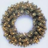 24 Downswept Douglas Fir Pre-Lit PE Christmas Wreath - Multi Lights