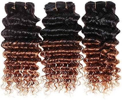Savena Malaysian Virgin Human Hair Deep Wave Ombre Black Orange to Auburn Brown Remy Hair 3 Bundles 10.5oz Length 24"26"28" 6A Extensions