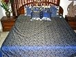 Indian Gift-silk Sari Indian Bedding Blue Color Bedspread 7 Pc Set Duvet King/queen