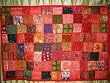 Home Decor Tapestry-Orange,pink Gold Vintage Beaded Ethnic India Sari Tapestry Wall Hanging 60" X 40"