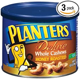 Planters Deluxe  Whole Cashews Honey Roasted, 9.5-Ounce Units (Pack of 3)