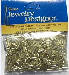 1/4 In. Glass Bugle Beads, Gold, 20 Gram/Pkg