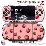 Strawberries on Pink WraptorSkinz Skin and Screen Protector Kit fits Sony P ....