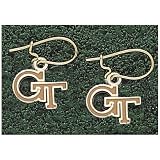 LogoArt Georgia Tech Yellow Jackets 10K Gold Team Font Dangle Earrings
