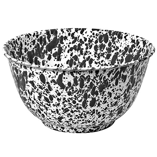 Enamelware Large Salad/Serving Bowl - Black Marble