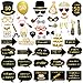 Konsait 50th Birthday Photo Booth Props, 50 Black and Faux Gold Happy Birthday Decorations DIY Photo Booth Prop Kits with Stick for Birthday Party Favor Supplies (53 Counts)