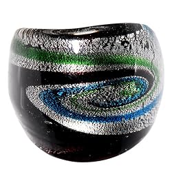Handmade Black Marbled Glass Ring
