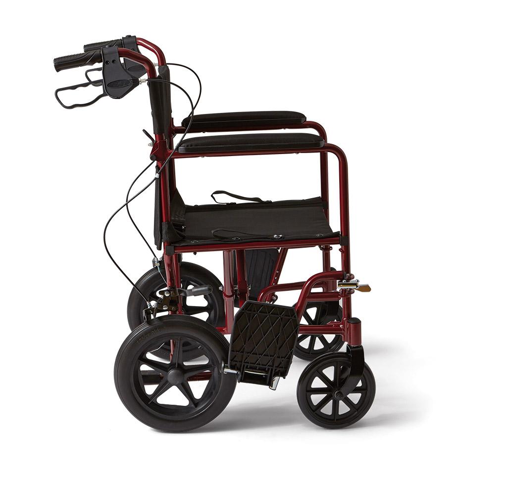Medline Transport Wheelchair with Brakes, Red Health