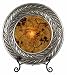 Cal Lighting TA-203PT Silver 25 Watt 19.5 Tuscan Resin/Glass Lighted Charger Plate with Reverse-Pa