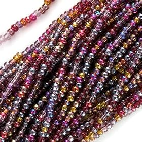 Czech Seed Beads Mix 11/0 "Vineyard" Purple, Mauve, Amber One Half Hank
