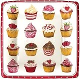 Entertaining with Caspari Heart Cupcakes Paper Salad/Dessert Plate, 8-Count