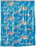 Carnation Home Fashions 6-Feet by 6-Feet Vinyl Print Shower Curtain, Dolphins
