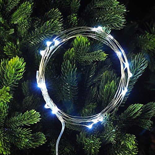 LIDOR® 20 Micro LED String Lights - 3x AA Battery Powered Starry Lights with Timer- 7Ft Long Silver Ultra Thin Copper Wire - Indoor/Outdoor Use - Perfect to Festival, Birthday party, Wedding, Holiday (Cool White)