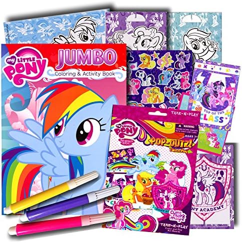 My Little Pony Coloring Book with Take-N-Play Set ~ 96-page Rainbow Dash Coloring Book, My Little Pony Stickers, Markers, &amp; Bonus Sticker