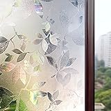 Rabbitgoo 3Dガラスフィルム　窓用フィルム　目隠し・飾りフィルム　プライバシーガラスシート　遮熱断熱/紫外線カット 無接着剤　水で簡単貼り付け　貼り直しでき　再利用可能　DIY(90 x 2