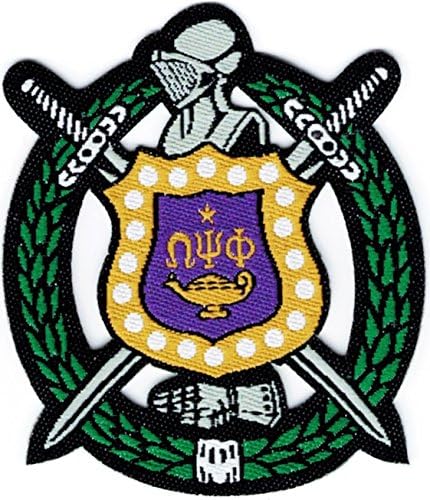 Omega Psi Phi Die Cut Escutcheon Shield Thin Woven Label Iron-On Patch [6-Pack - 2 1/4"]