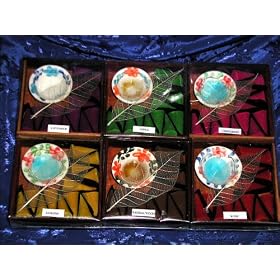 INCENSE HERBAL and TROPICAL AROMATHERAPY JASMINE, SANDLEWOOD, CINNAMON, ROSE, APPLE and LAVENDER TROPICAL CONE INCENSE PORCELAIN FLOWER CERAMIC FLORAL BURNER MASTER 6 Pc. DELUXE GIFT SET