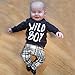 Canis Toddlers Baby Boys Clothes Set Long Sleeve Wild Boy T-Shirt Tops Pants Outfit Winter Spring (70(0-6M),Black+White)
