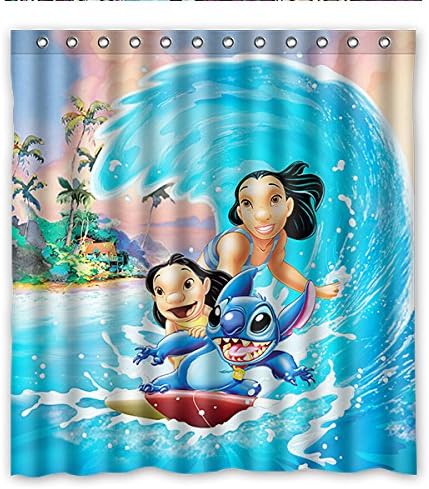 Wenglee Lilo And Stitch Waterproof Fabric Bathroom Shower Curtain 66" x 72",about 167cm x 183cm