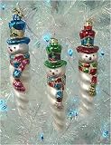 Review Kurt Adler  / Set Of 3 Colorful Glass Icicle Snowman Christmas Ornaments #C1644