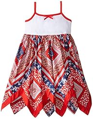 Girls Chevron Print Lace Cotton/Polyester/Scuba/Knit  Dress