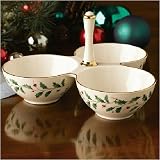 LENOX HOLIDAY GOLD RELISH SERVER - 3 SECTION