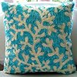 Aqua Ornate - Decorative Pillow Covers - Silk Pillow Cover with Satin Ribbon Embroidery