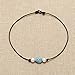 Handmade 9-10mm Freshwater Cultured Pearl Turquoise Choker Necklace on Black Genuine Leather Cord 16