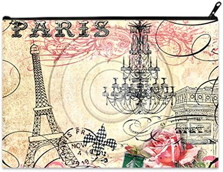 Women Coin Pouches Cash bag Currency Bags Beauty Cosmetic Makeup Bag XL Size I love Paris Pattern