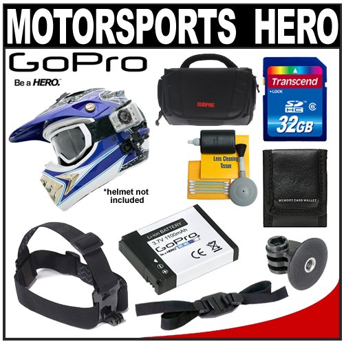 GoPro HD Motorsports Hero Video Still Digital Camera Waterproof Housing with 32GB SD Card Head Strap Tripod Mount Battery Case Accessory Kit