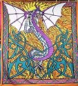 Fire Dragon Celtic Tapestry Wall Hanging