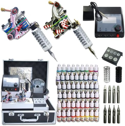Newest Tattoo Kit Complete Ink Set Needles Tip Carrying Case Power Supply