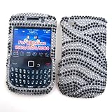 BlackBerry Curve 3G 9300 (T-Mobile) & Gemini Curve 8520 & 8530 Snap-on Protector Hard Case Rhinestone Cover “Bling Bling Zebra” Design