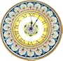 Geometric Italian Ceramic Blue, Red & Yellow Wall Clock