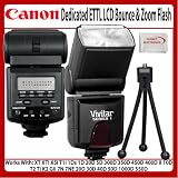 Vivitar Df-383 Dedicated Ettl LCD Bounce and Zoom Flash w/ LCD Display Includes Flash Diffuser for Canon EOS Rebel Xt XTI XSI T1i 1ds 1d 20d 5d 300d 350d 450d 400d Ii 10d T2 Ti K2 GII 7n 7ne 20d 30d 40d 50d 1000d 550d + Sunsetelectronics Deluxe Microfiber Cloth